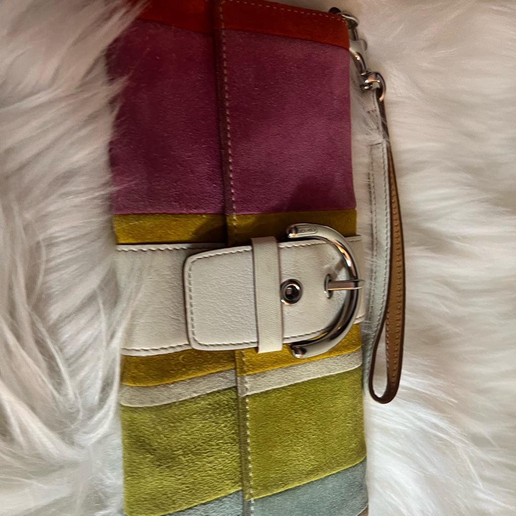 Coach Multicolor Suede Wristlet Clutch